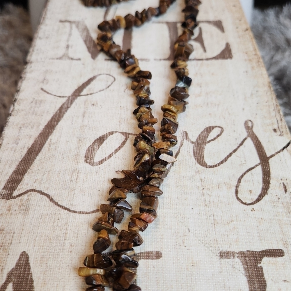 Tiger Eye Chip Long Necklace